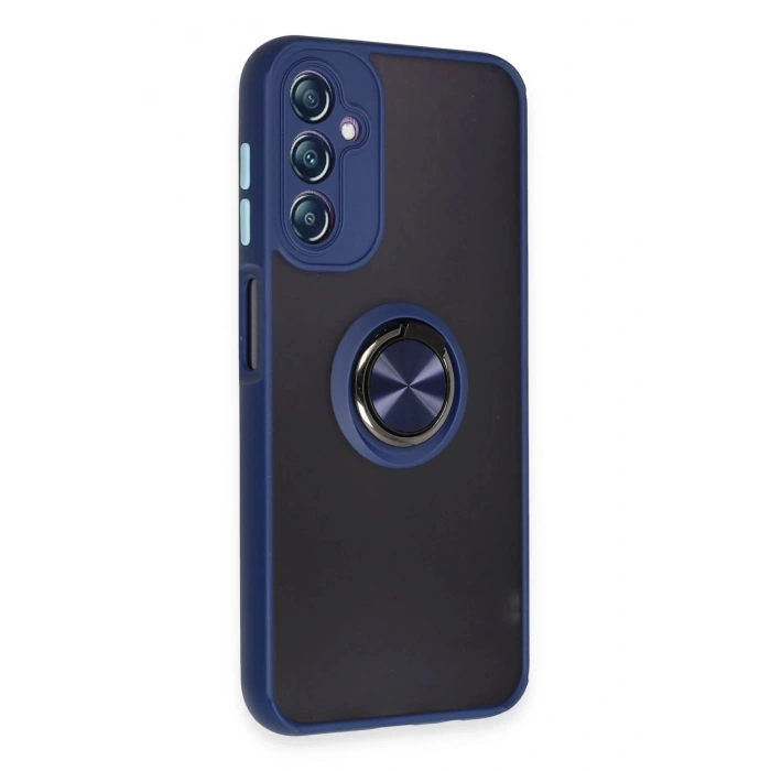 Samsung Galaxy A14 4G Kılıf Montreal Yüzüklü Silikon Kapak - Lacivert