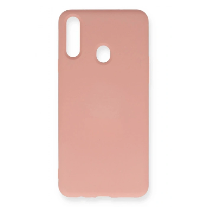 Samsung Galaxy A20S Kılıf Nano içi Kadife Silikon - Pudra