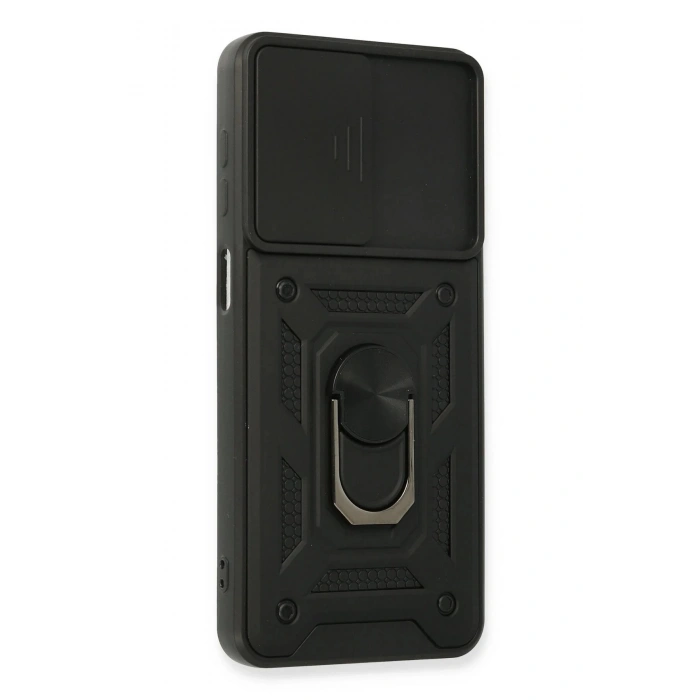 Samsung Galaxy A22 Kılıf Pars Lens Yüzüklü Silikon - Siyah