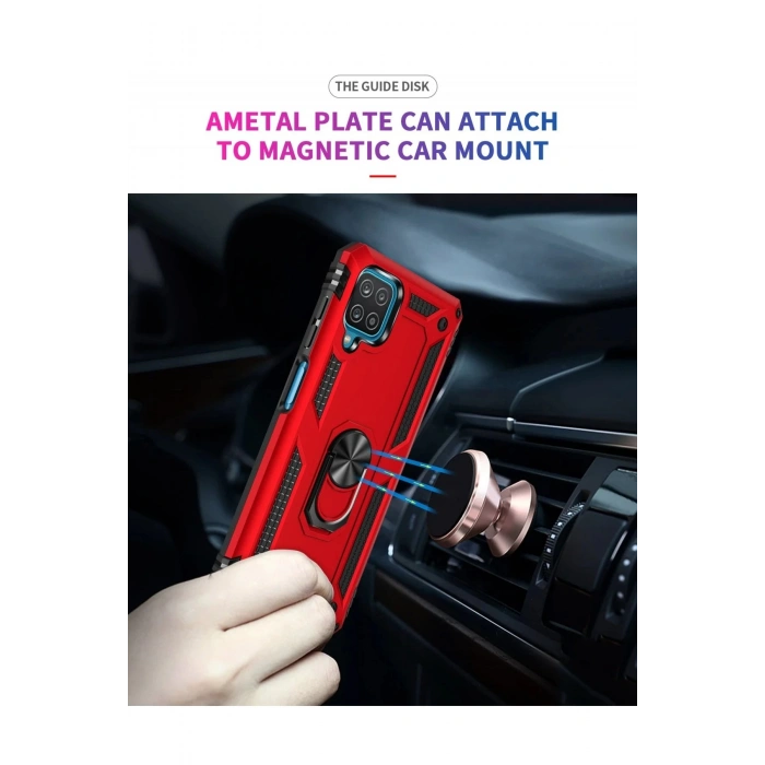 Samsung Galaxy A22 Kılıf Sofya Yüzüklü Silikon Kapak - Kırmızı