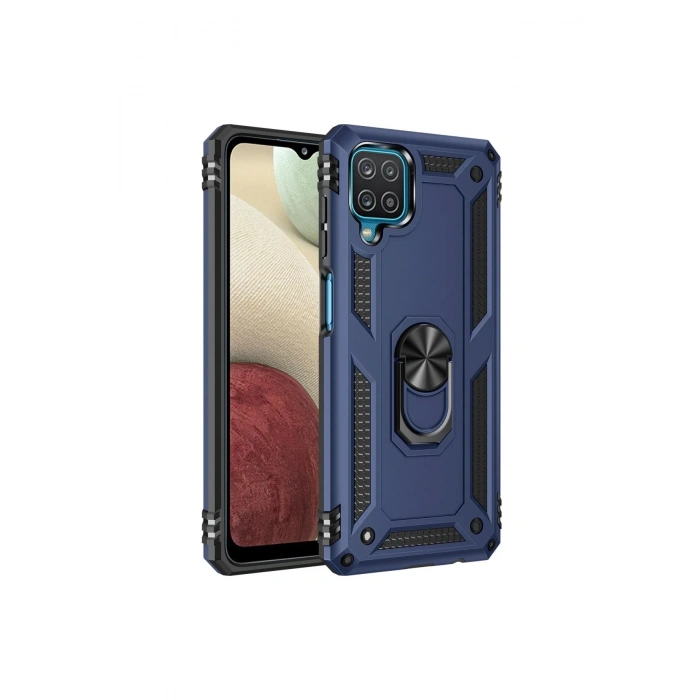 Samsung Galaxy A22 Kılıf Sofya Yüzüklü Silikon Kapak - Lacivert
