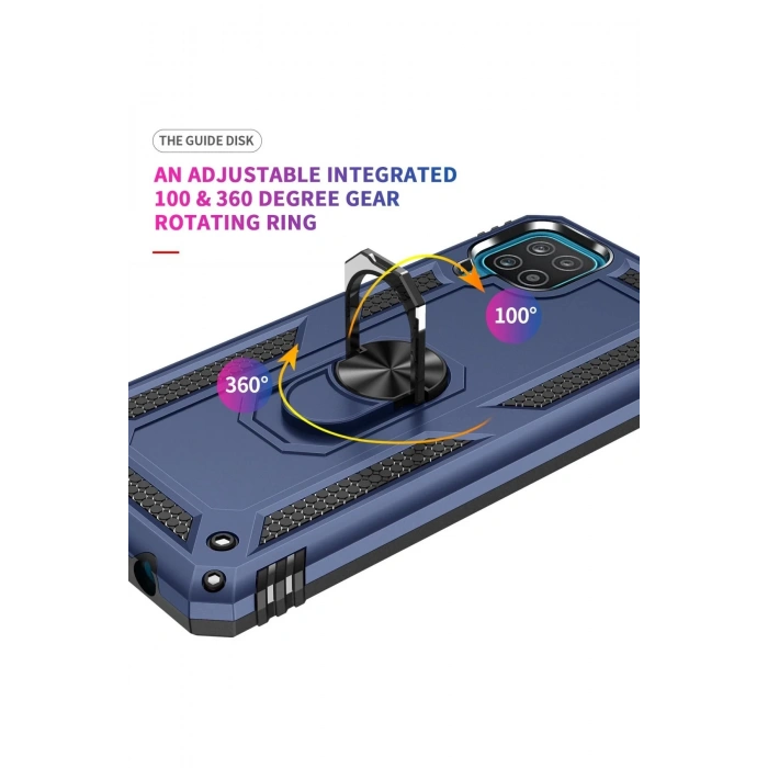 Samsung Galaxy A22 Kılıf Sofya Yüzüklü Silikon Kapak - Lacivert