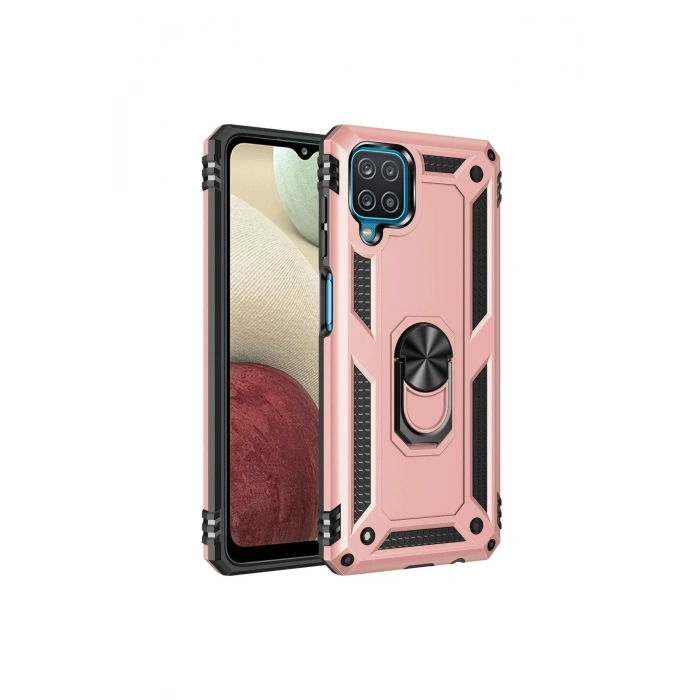 Samsung Galaxy A22 Kılıf Sofya Yüzüklü Silikon Kapak - Rose