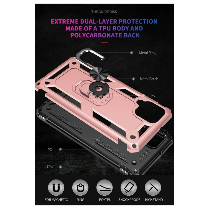 Samsung Galaxy A22 Kılıf Sofya Yüzüklü Silikon Kapak - Rose