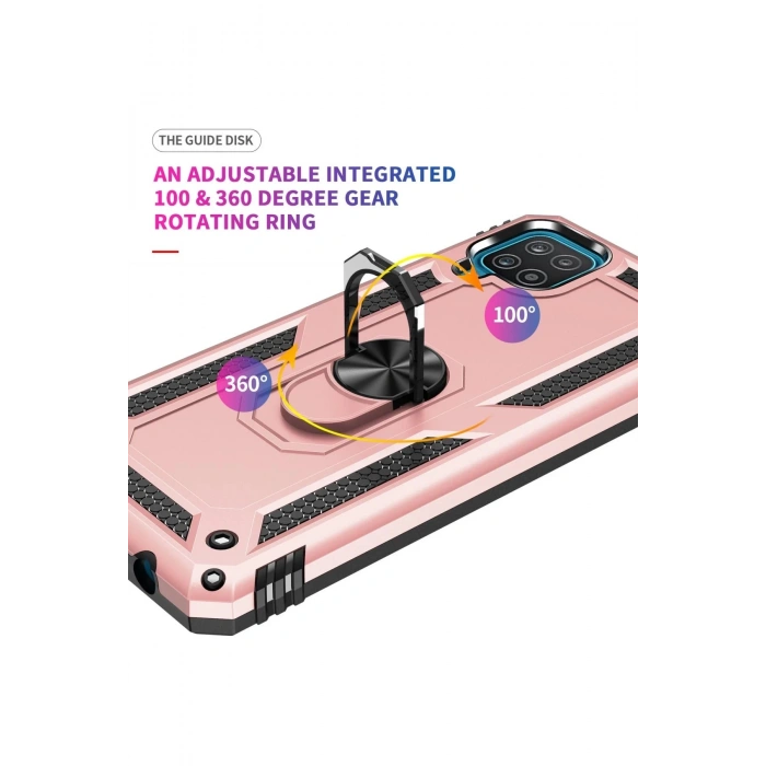 Samsung Galaxy A22 Kılıf Sofya Yüzüklü Silikon Kapak - Rose