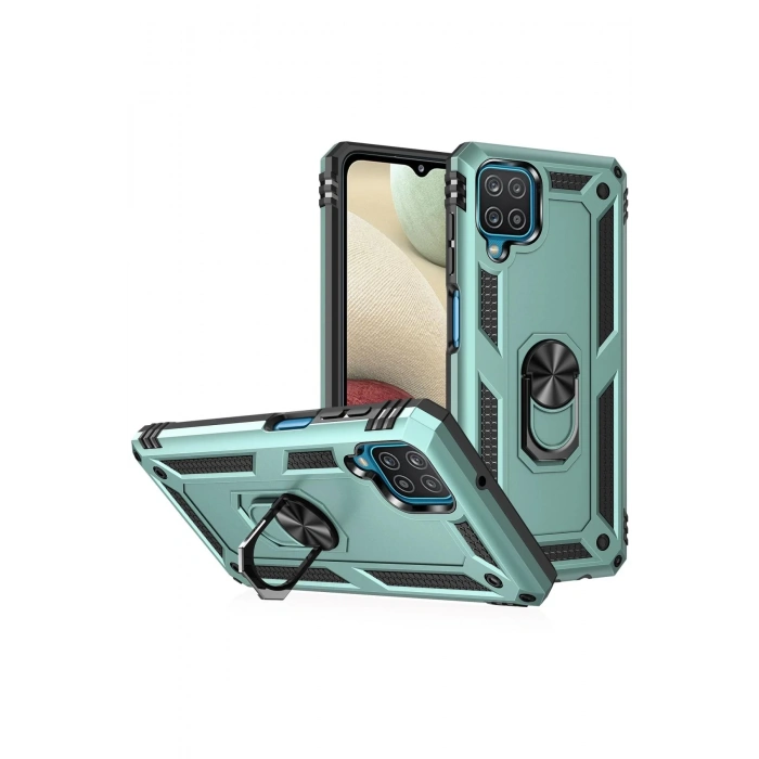 Samsung Galaxy A22 Kılıf Sofya Yüzüklü Silikon Kapak - Yeşil