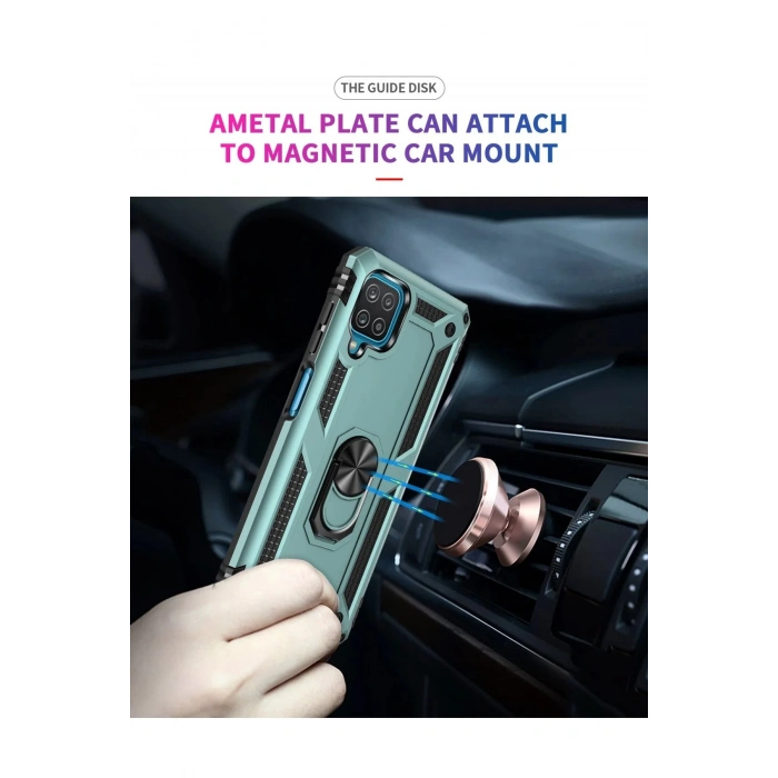 Samsung Galaxy A22 Kılıf Sofya Yüzüklü Silikon Kapak - Yeşil