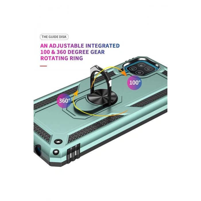 Samsung Galaxy A22 Kılıf Sofya Yüzüklü Silikon Kapak - Yeşil