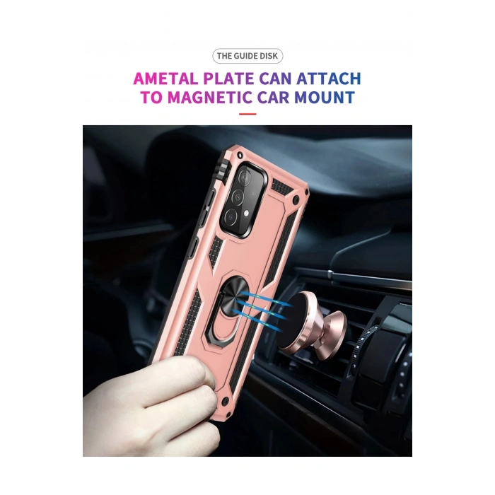 Samsung Galaxy A32 Kılıf Sofya Yüzüklü Silikon Kapak - Rose