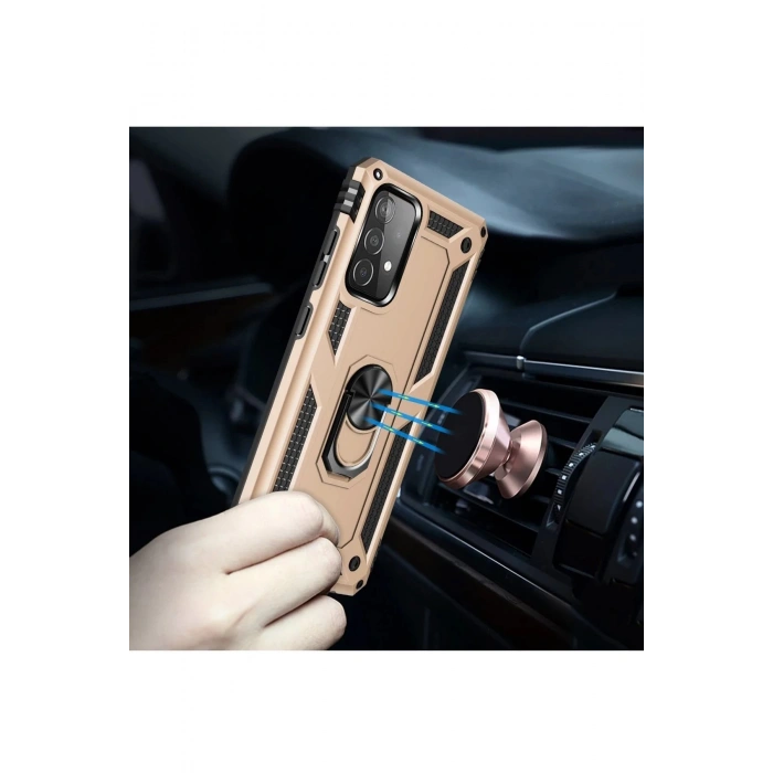 Samsung Galaxy A33 5G Kılıf Sofya Yüzüklü Silikon Kapak - Gold