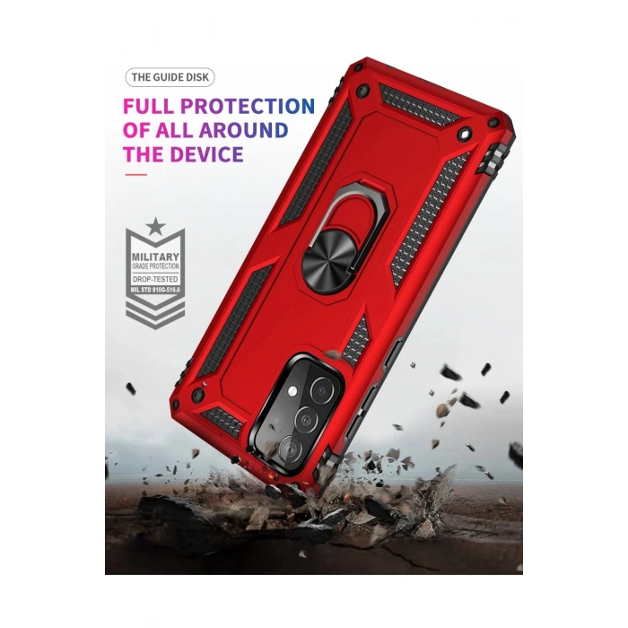 Samsung Galaxy A33 5G Kılıf Sofya Yüzüklü Silikon Kapak - Kırmızı