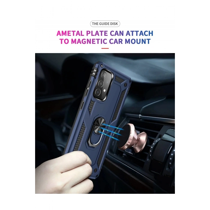 Samsung Galaxy A33 5G Kılıf Sofya Yüzüklü Silikon Kapak - Lacivert