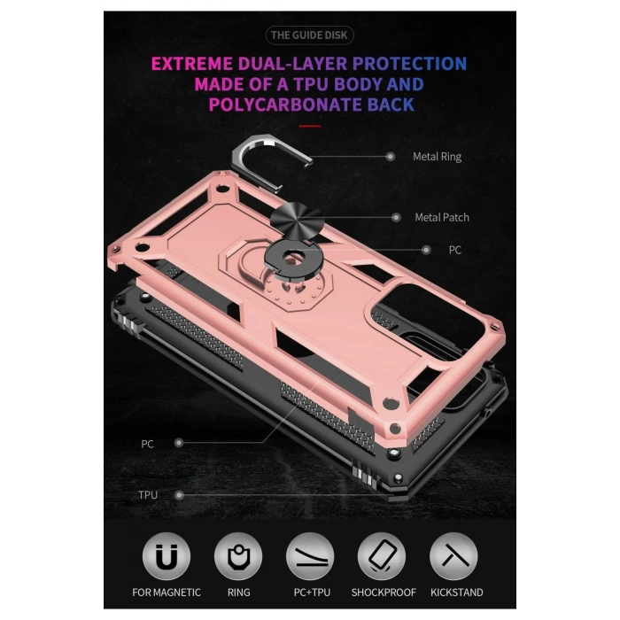 Samsung Galaxy A33 5G Kılıf Sofya Yüzüklü Silikon Kapak - Rose