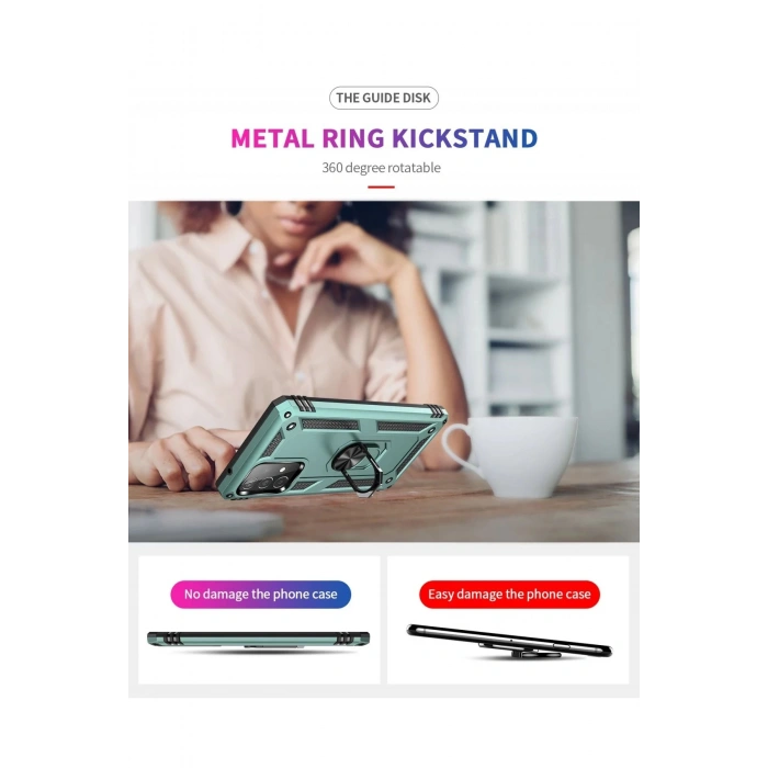 Samsung Galaxy A33 5G Kılıf Sofya Yüzüklü Silikon Kapak - Yeşil