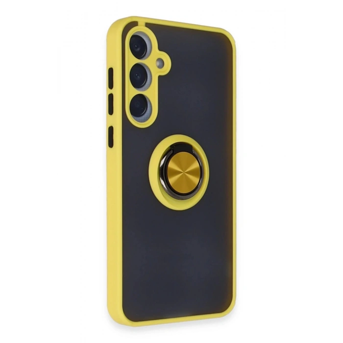 Samsung Galaxy A35 5G Kılıf Montreal Yüzüklü Silikon Kapak - Sarı