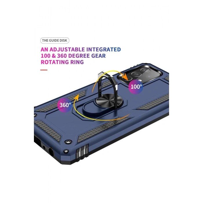 Samsung Galaxy A52 Kılıf Sofya Yüzüklü Silikon Kapak - Lacivert