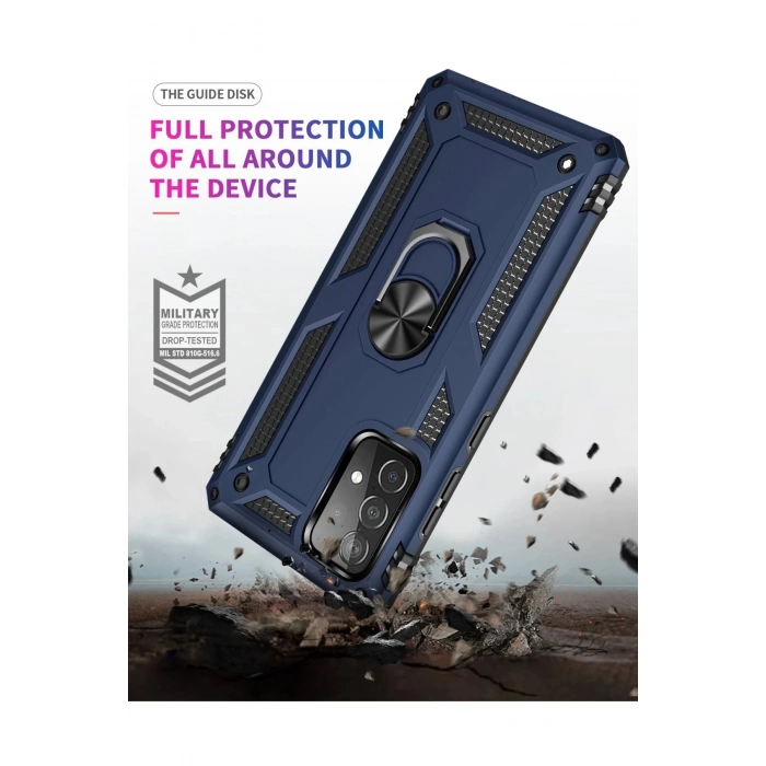 Samsung Galaxy A52 Kılıf Sofya Yüzüklü Silikon Kapak - Lacivert