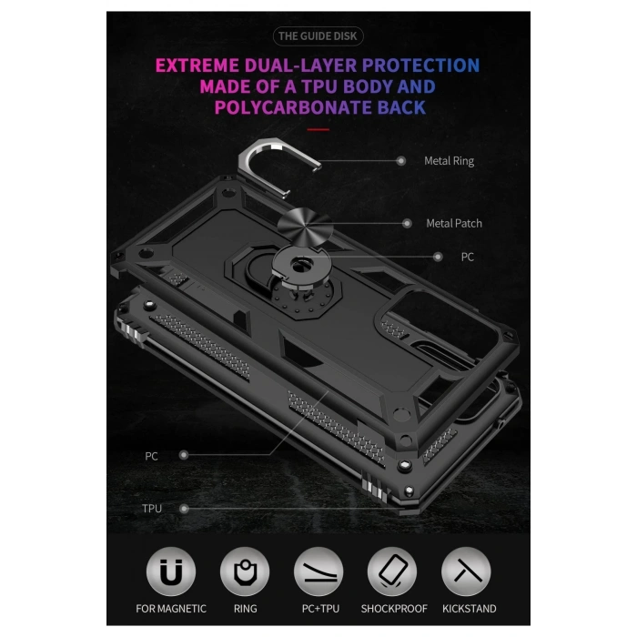 Samsung Galaxy A52 Kılıf Sofya Yüzüklü Silikon Kapak - Siyah