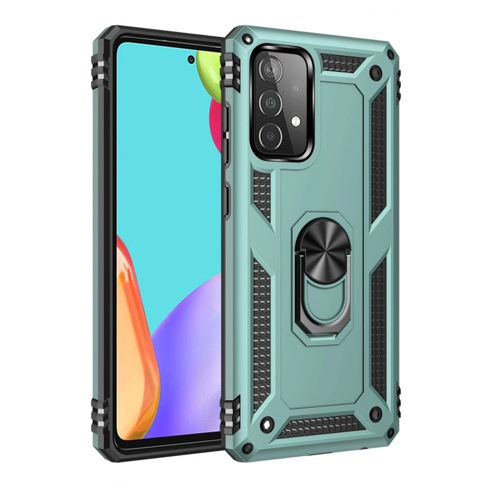 Samsung Galaxy A52 Kılıf Sofya Yüzüklü Silikon Kapak - Yeşil