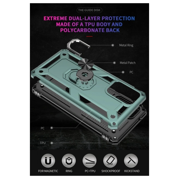 Samsung Galaxy A52 Kılıf Sofya Yüzüklü Silikon Kapak - Yeşil