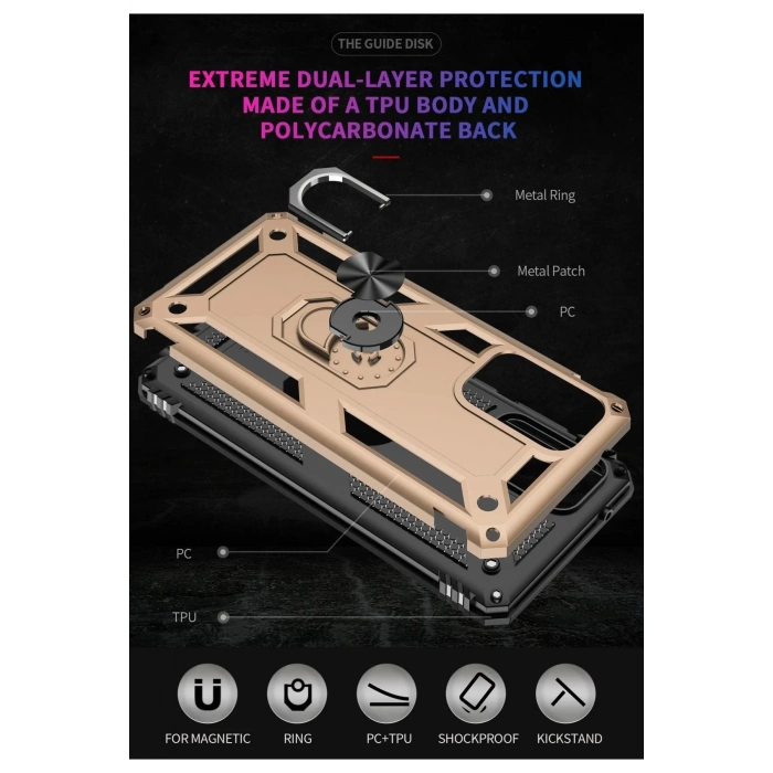 Samsung Galaxy A53 5G Kılıf Sofya Yüzüklü Silikon Kapak - Gold