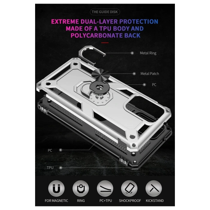 Samsung Galaxy A53 5G Kılıf Sofya Yüzüklü Silikon Kapak - Gümüş