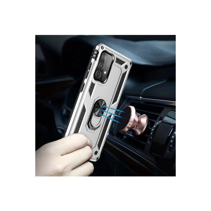 Samsung Galaxy A53 5G Kılıf Sofya Yüzüklü Silikon Kapak - Gümüş