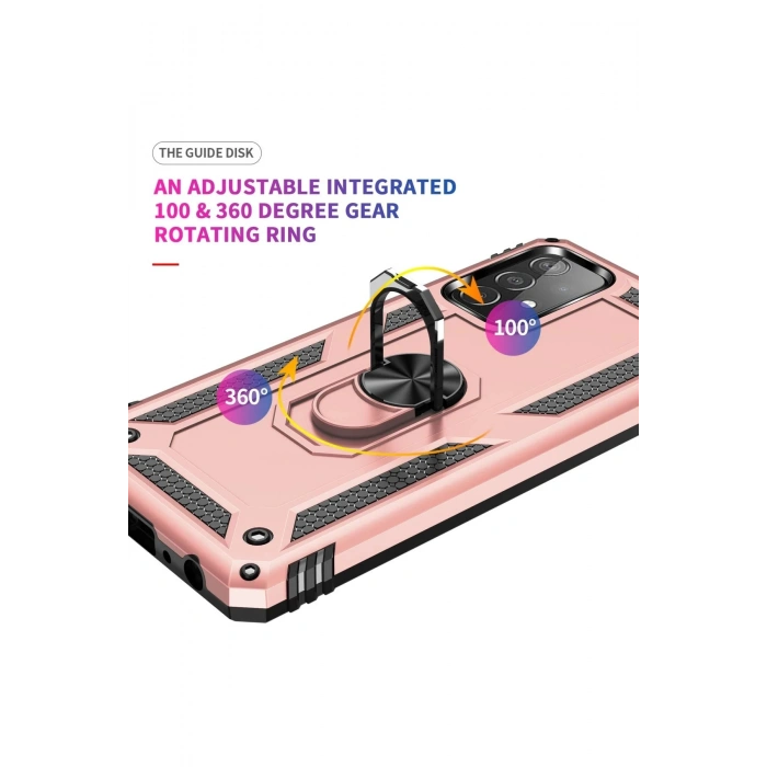 Samsung Galaxy A53 5G Kılıf Sofya Yüzüklü Silikon Kapak - Rose