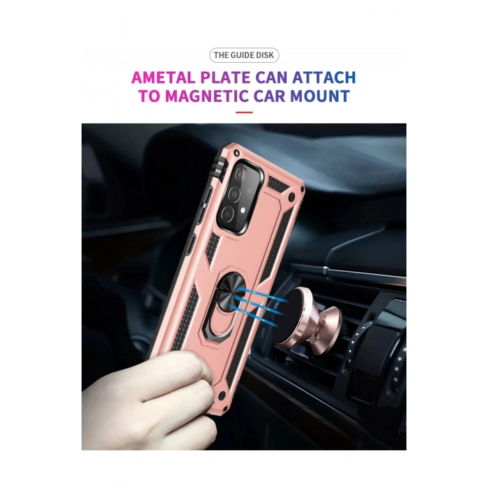 Samsung Galaxy A53 5G Kılıf Sofya Yüzüklü Silikon Kapak - Rose