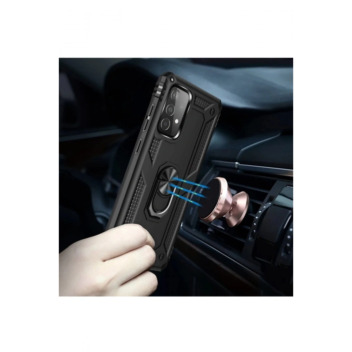 Samsung Galaxy A53 5G Kılıf Sofya Yüzüklü Silikon Kapak - Siyah