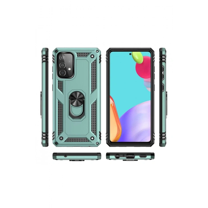 Samsung Galaxy A53 5G Kılıf Sofya Yüzüklü Silikon Kapak - Yeşil