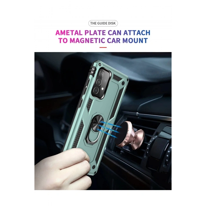 Samsung Galaxy A53 5G Kılıf Sofya Yüzüklü Silikon Kapak - Yeşil