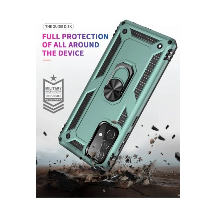 Samsung Galaxy A53 5G Kılıf Sofya Yüzüklü Silikon Kapak - Yeşil