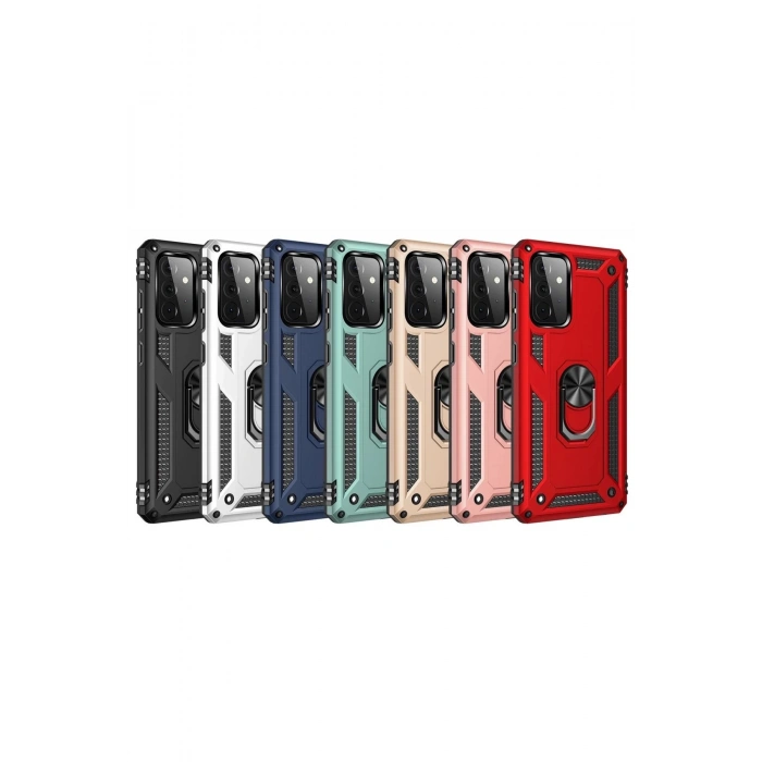 Samsung Galaxy A72 Kılıf Sofya Yüzüklü Silikon Kapak - Gold