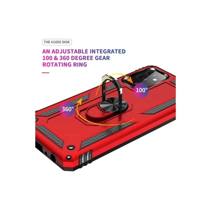 Samsung Galaxy A72 Kılıf Sofya Yüzüklü Silikon Kapak - Kırmızı