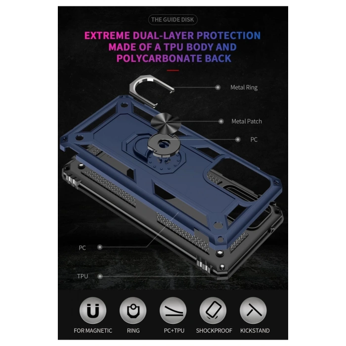 Samsung Galaxy A72 Kılıf Sofya Yüzüklü Silikon Kapak - Lacivert