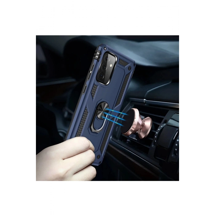 Samsung Galaxy A72 Kılıf Sofya Yüzüklü Silikon Kapak - Lacivert