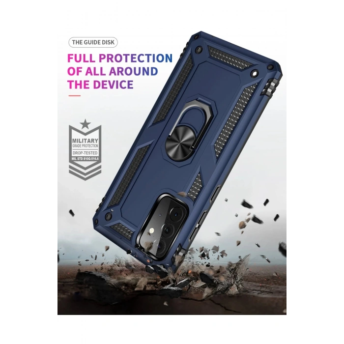 Samsung Galaxy A72 Kılıf Sofya Yüzüklü Silikon Kapak - Lacivert