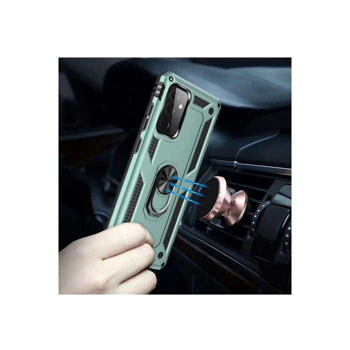 Samsung Galaxy A72 Kılıf Sofya Yüzüklü Silikon Kapak - Yeşil