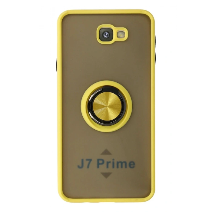 Samsung Galaxy J7 Prime Kılıf Montreal Yüzüklü Silikon Kapak - Sarı