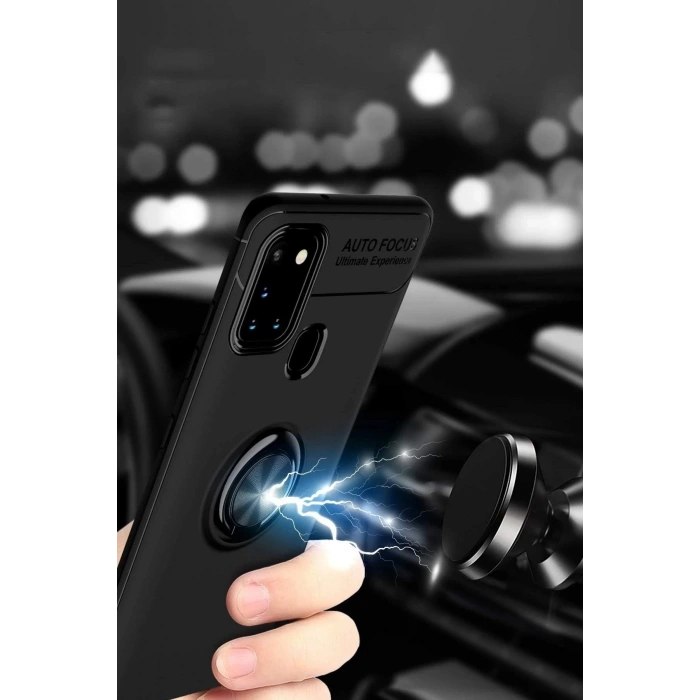 Samsung Galaxy M31 Kılıf Range Yüzüklü Silikon - Siyah