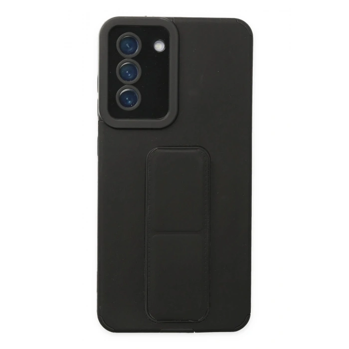 Samsung Galaxy S21 FE Kılıf Mega Standlı Silikon - Siyah