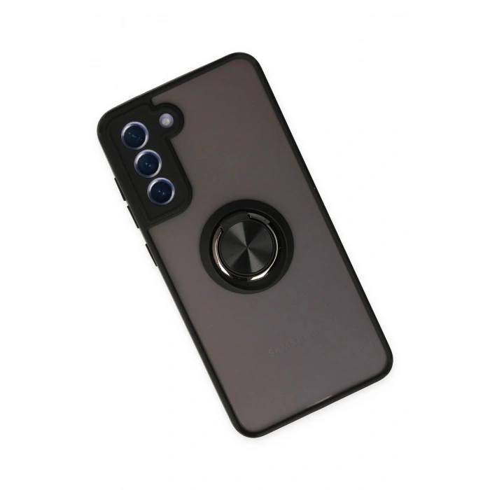 Samsung Galaxy S21 FE Kılıf Montreal Yüzüklü Silikon Kapak - Siyah