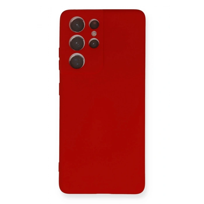 Samsung Galaxy S21 Ultra Kılıf Nano içi Kadife Silikon - Kırmızı