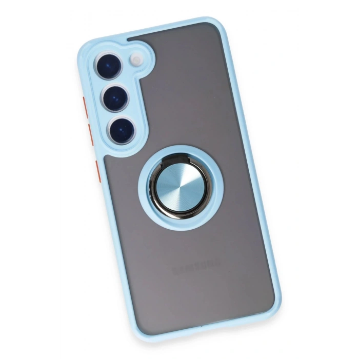 Samsung Galaxy S23 Kılıf Montreal Yüzüklü Silikon Kapak - Buz Mavi