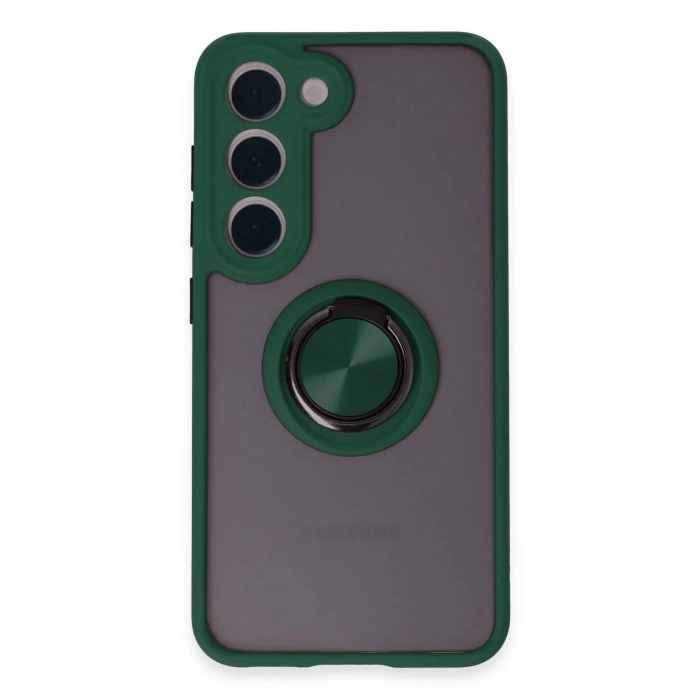 Samsung Galaxy S23 Kılıf Montreal Yüzüklü Silikon Kapak - Yeşil