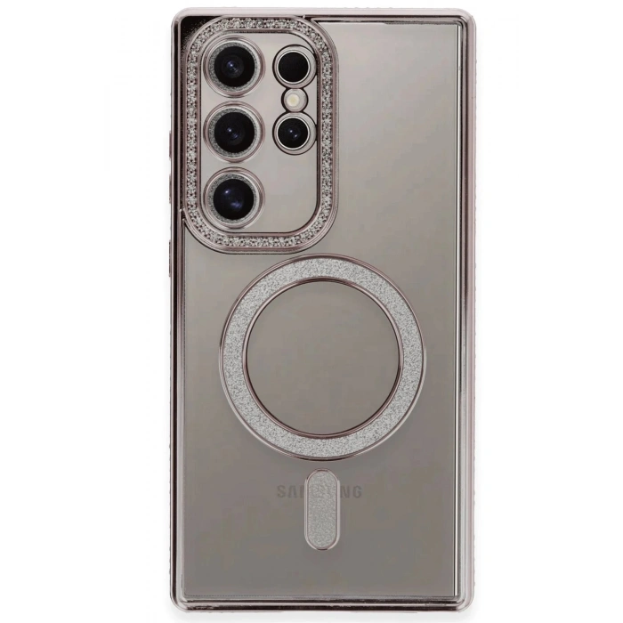 Samsung Galaxy S24 Ultra Kılıf Joke Simli Magneticsafe Kılıf - Pembe