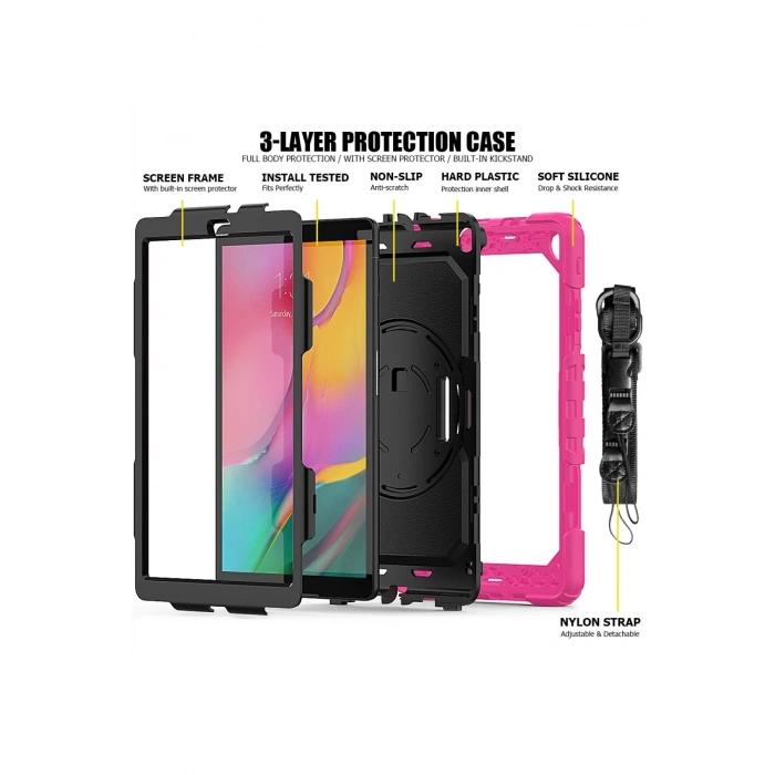 Samsung Galaxy T510 Tab A 10.1 Kılıf Pars Tablet Kapak - Pembe