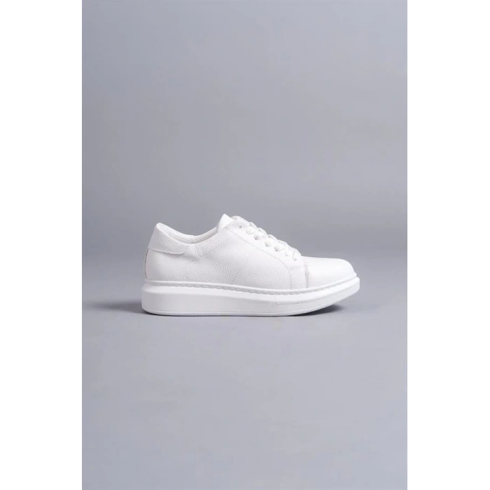 SLW151 Boost Bağcıklı Cilt Erkek Günlük Sneaker Ayakkabı CBT - Beyaz