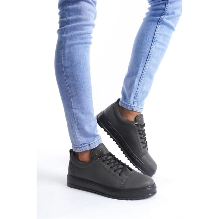 SLW152 Cool Bağcıklı Cilt Erkek Günlük Spor Klasik Ayakkabı CST - Füme